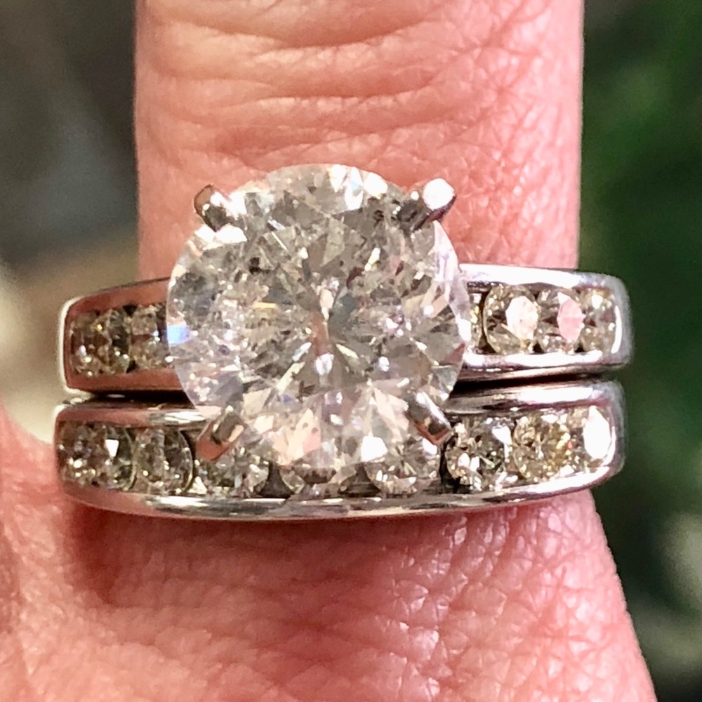 6.5 Carat Bridal Set ~ 5 Carat Diamond Solitaire Ring Wedding Band Set